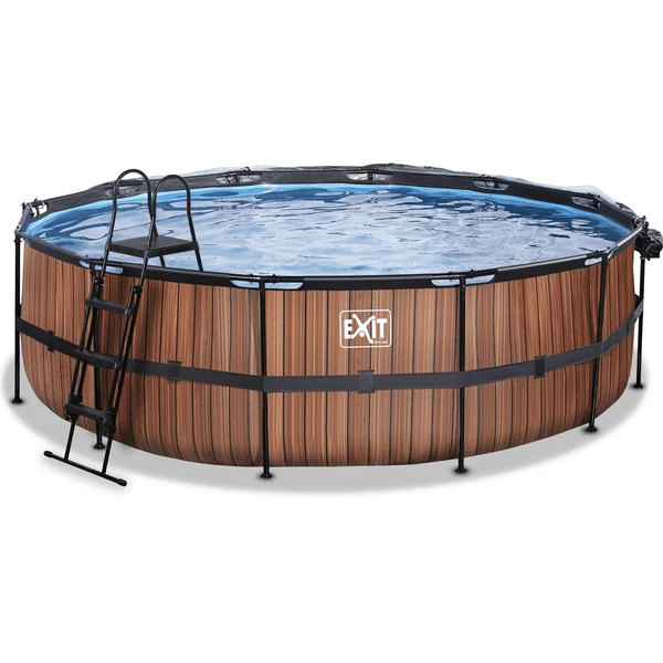 EXIT TOYS EXIT Frame Pool ø488x122cm(12v Sand Filter) - Hout + Zonnedak - Afbeelding 3