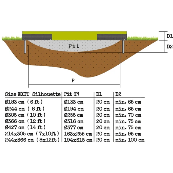 EXIT TOYS EXIT Silhouette Inground Trampoline ø244cm Met Veiligheidsnet - Groen - Afbeelding 4