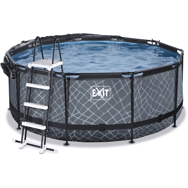 EXIT TOYS EXIT Stone Zwembad ø360x122cm Met Afdekking En Sand Filterpomp, Grijs - Afbeelding 3