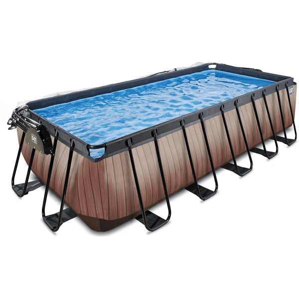 EXIT TOYS EXIT Wood Pool 540x250x122cm Met Afdekking En Sand Filter En Warmtepomp, Bruin - Afbeelding 2