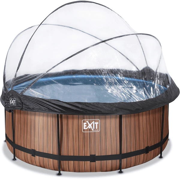 EXIT TOYS EXIT Wood Pool ø360x122cm Met Afdekking, Sand Filter- En Warmtepomp, Bruin - Afbeelding 2