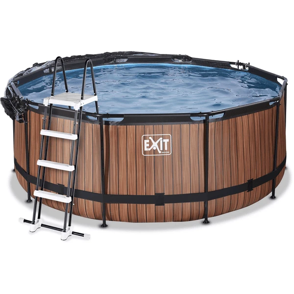 EXIT TOYS EXIT Wood Pool ø360x122cm Met Afdekking, Sand Filter- En Warmtepomp, Bruin - Afbeelding 3
