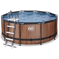 EXIT TOYS EXIT Wood Pool ø360x122cm Met Zandfilterpomp, Bruin