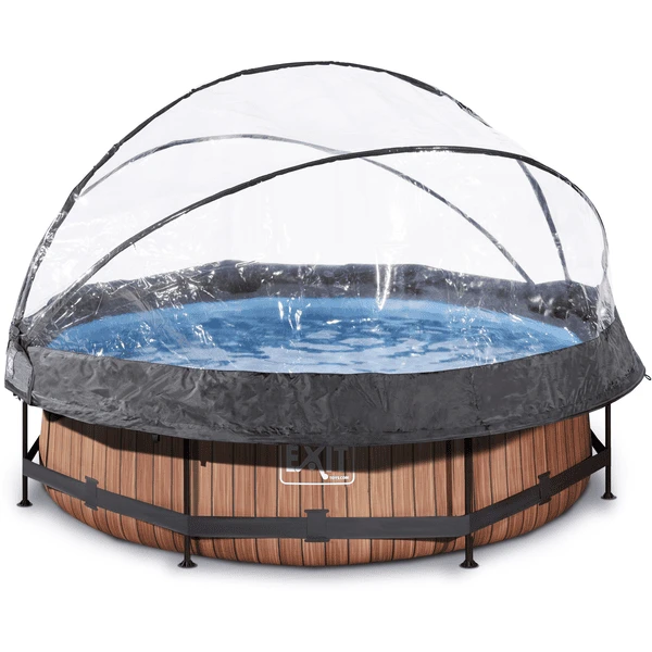 EXIT TOYS EXIT Wood Zwembad ø300x76cm Met Overkapping En Filterpomp - Bruin - Afbeelding 2