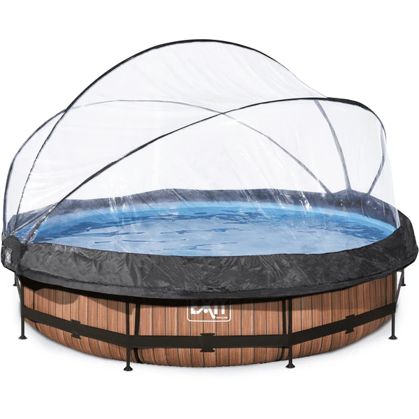 EXIT TOYS EXIT Wood Zwembad ø360x76cm Met Overkapping En Filterpomp - Bruin - Afbeelding 2