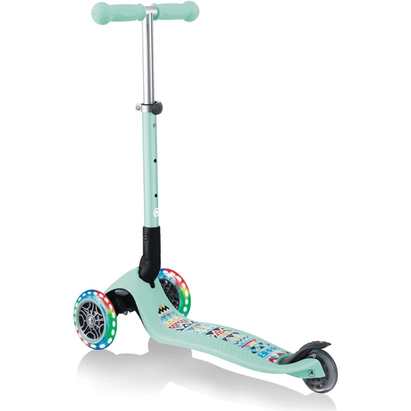 Globber Scoot Er Primo Opvouwbaar Met Verlichte Wielen, Mint- Tribal