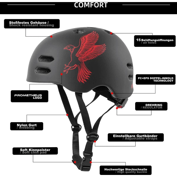 PROMETHEUS BICYCLES ® Fietshelm Maat S 52-55 Cm Rood - Afbeelding 2