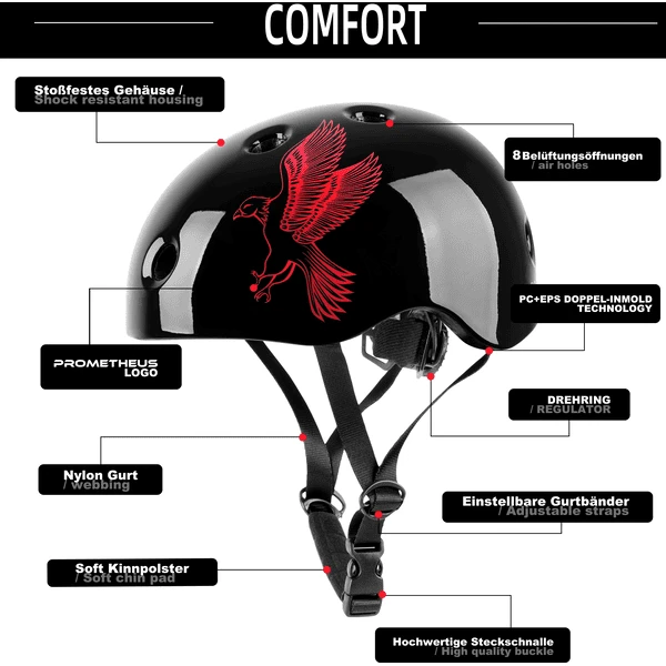 PROMETHEUS BICYCLES ® Fietshelm Maat XS 48-52 Cm Rood - Afbeelding 3